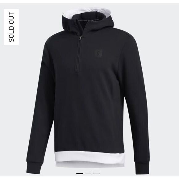 Adidas‎ Adicross - mens Black & White quarter zip Hoodie - Golf -size Med - Picture 1 of 15